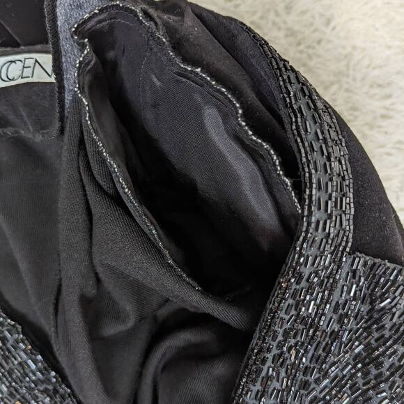 80s Vintage Velvet Beaded Blazer Black - Picture 10 of 16